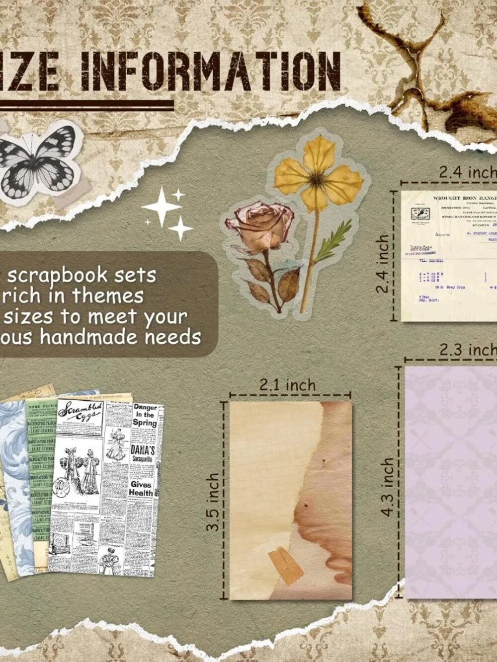 450 PCS Vintage Scrapbook Supplies Junk Journal Supplies, Scrapbook Supplies Kit - Picture 2 of 7